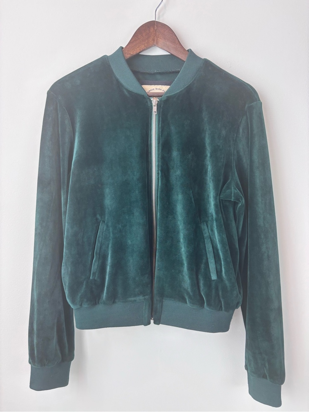 Ci Sono Original Women’s M Emerald Green Teal Crushed Velvet Bomber Zip Up